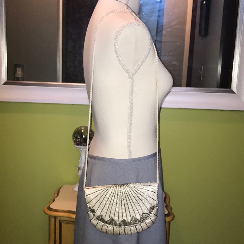Magid Vintage White Beaded Purse Some stains inside small crossbody bag